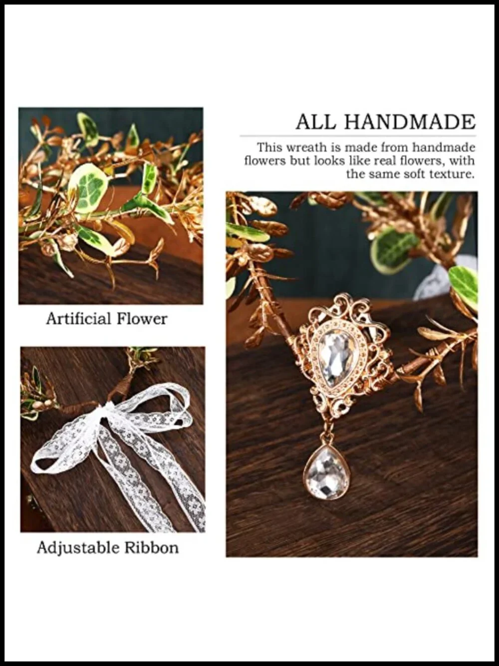 Woodland Elf Crown Headpiece Fairy Forest Circlet Flower Headband for Women